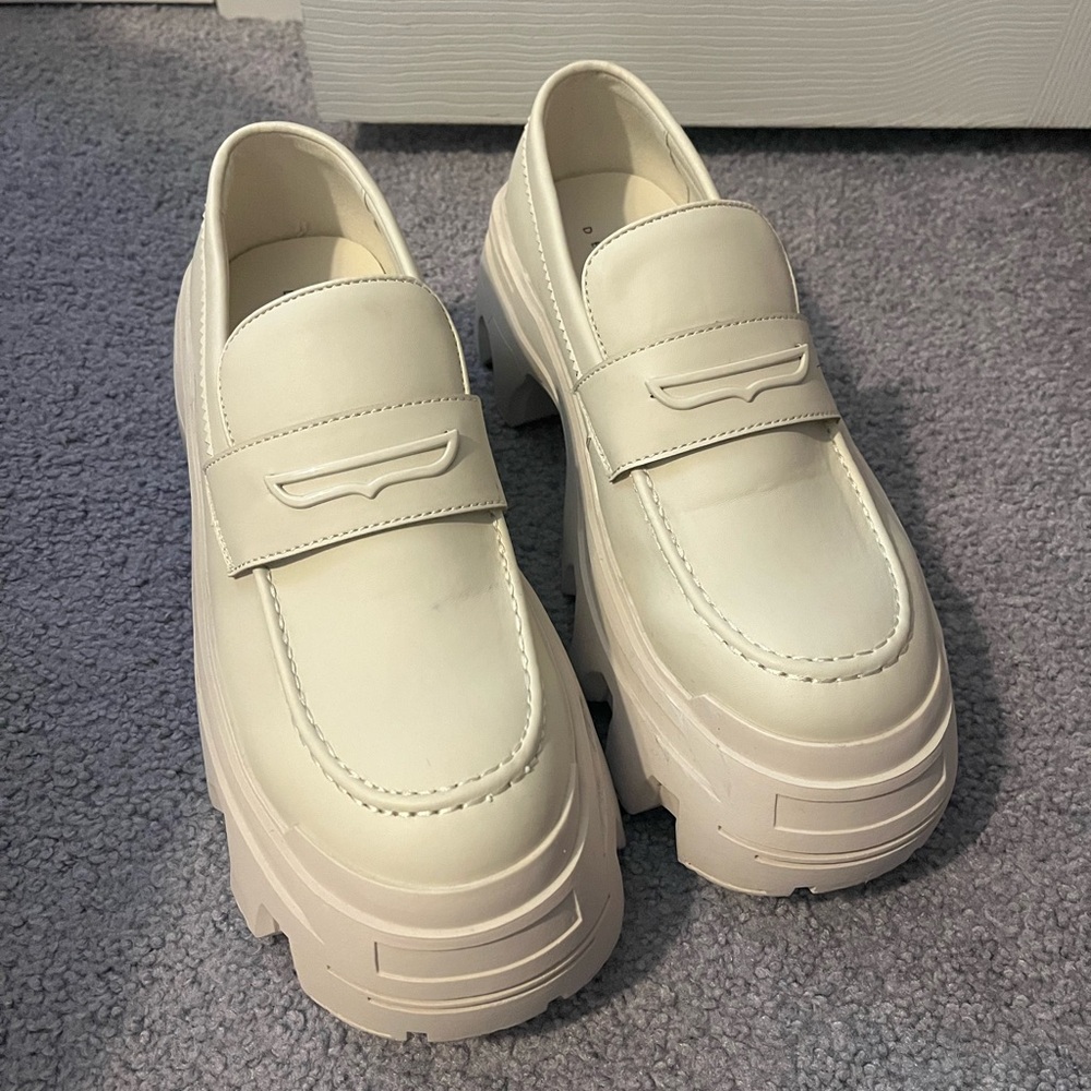 ASOS DESIGN Chunky Loafers in Stone Faux Leather